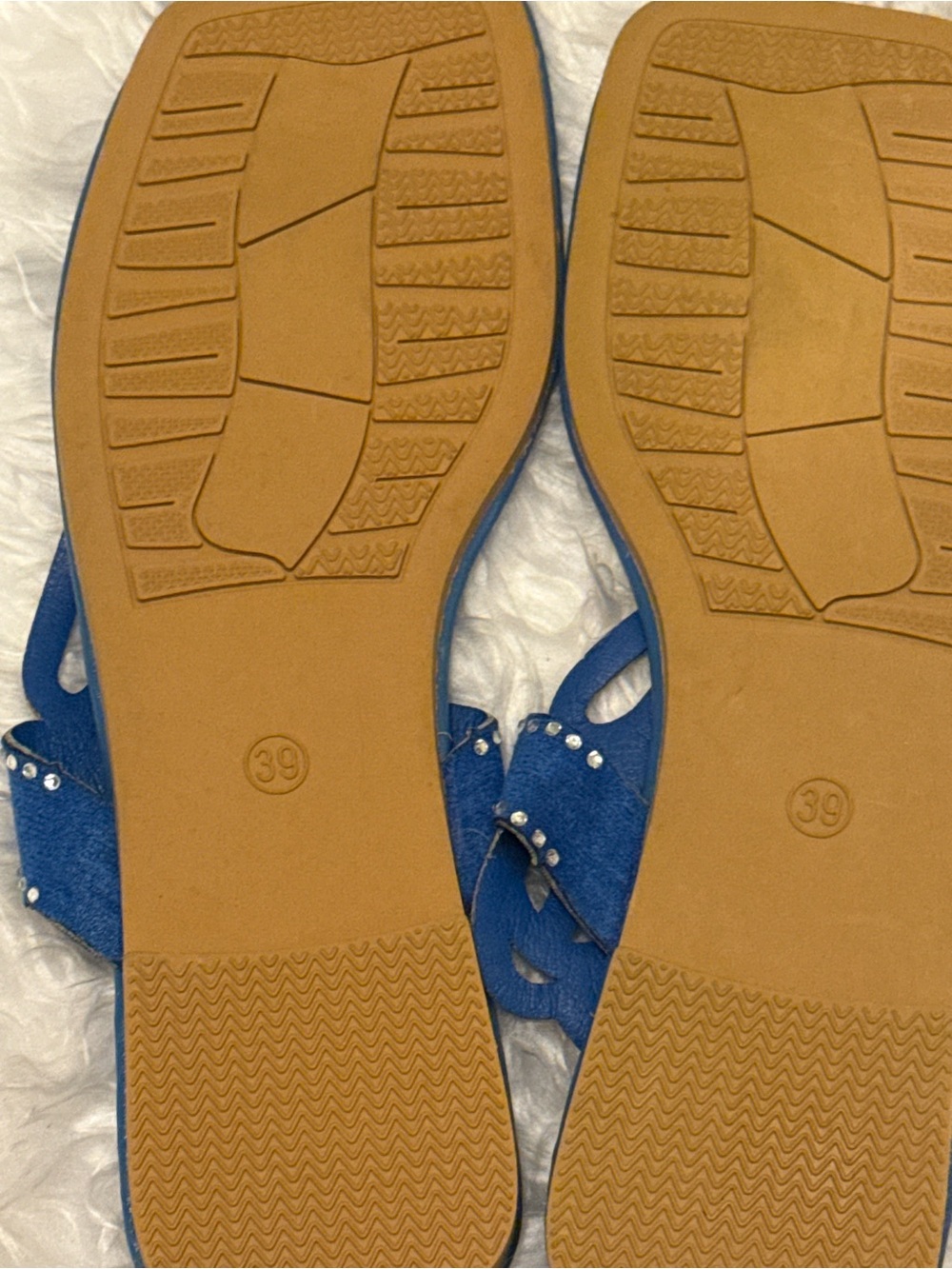Women's Blue Rhinestone Cutout Toe-Post Sandals - Picture 5 of 5